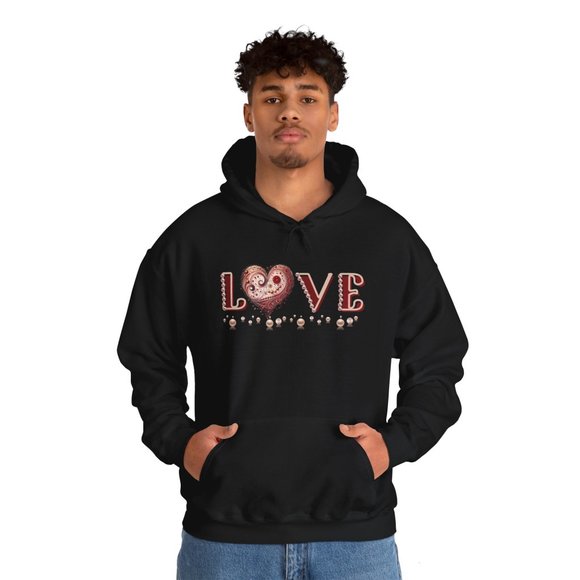 Love Hoodie Valentines or Mothers Day Black College Hoodie Sweatshirt - Picture 2 of 8